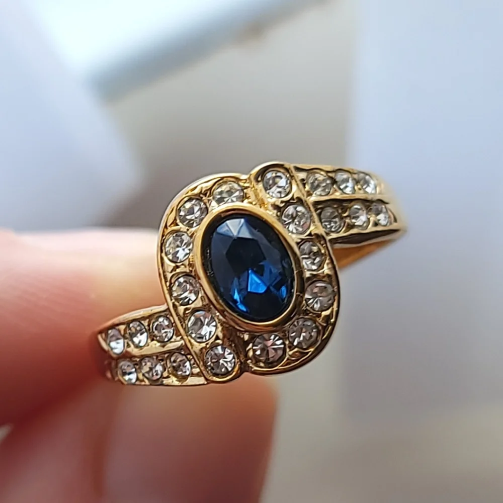 Vintage Sapphire and Diamond Simulated Stone Wrap Ring Size 9.5